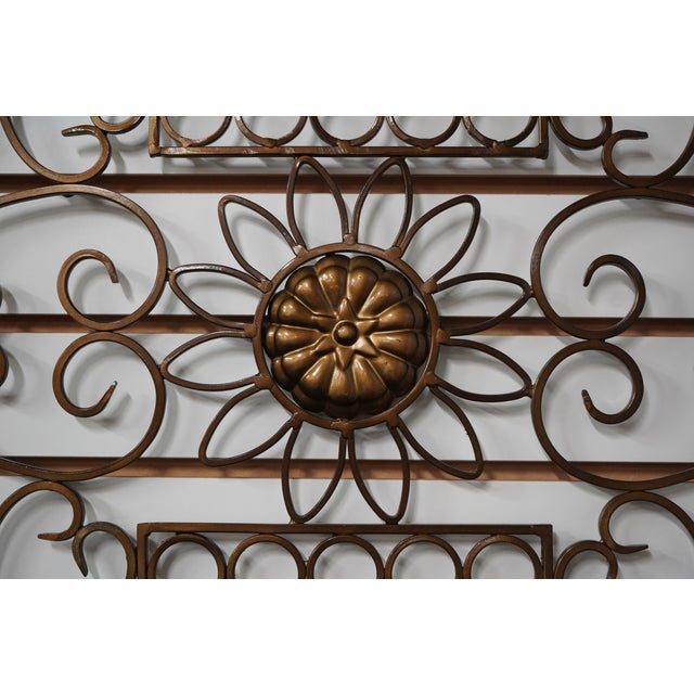 Metal Hanging Scrolled Iron Wall Art W. Gold Finish For Sale - Image 7 of 8