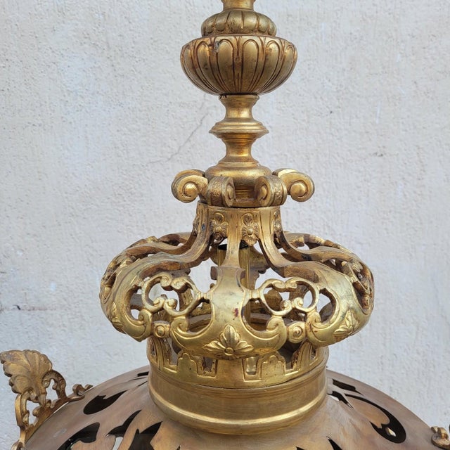 20th Century Gilt Bronze Lantern For Sale - Image 6 of 17