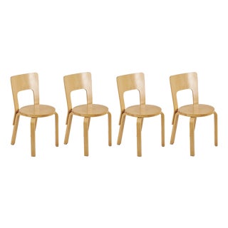 Model 66 Dining Chairs by Alvar Aalto for Artek, Finland, 1930s, Set of 4 For Sale