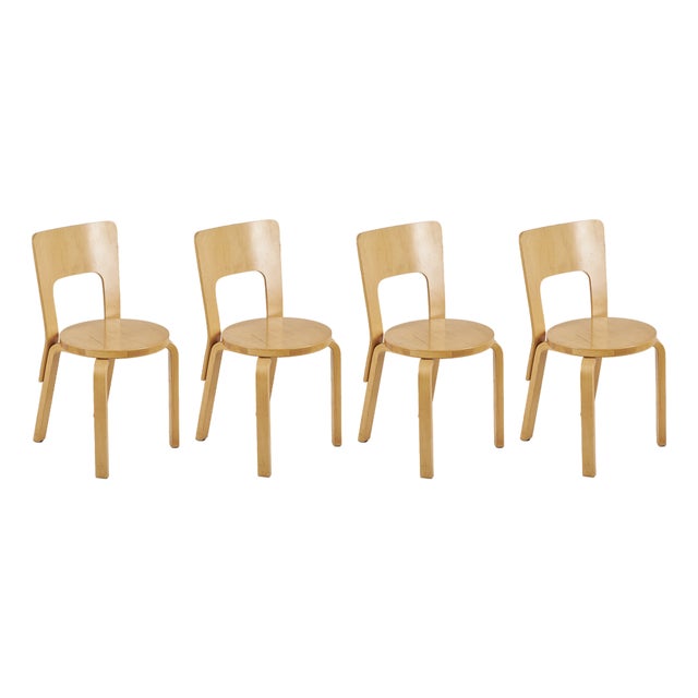 Model 66 Dining Chairs by Alvar Aalto for Artek, Finland, 1930s, Set of 4 For Sale