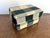 Lovely vibrant forest green and cream colored fabric lidded box. Blends especially well with fall/winter and Christmas...