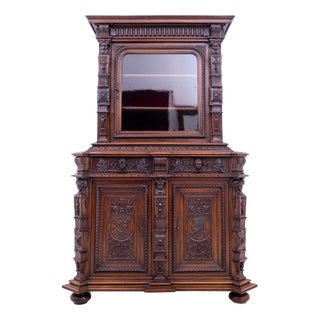 Antique French Carved Cabinet, 1880 For Sale