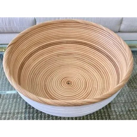Boho Chic White and Natural Rattan Center Piece For Sale - Image 3 of 8