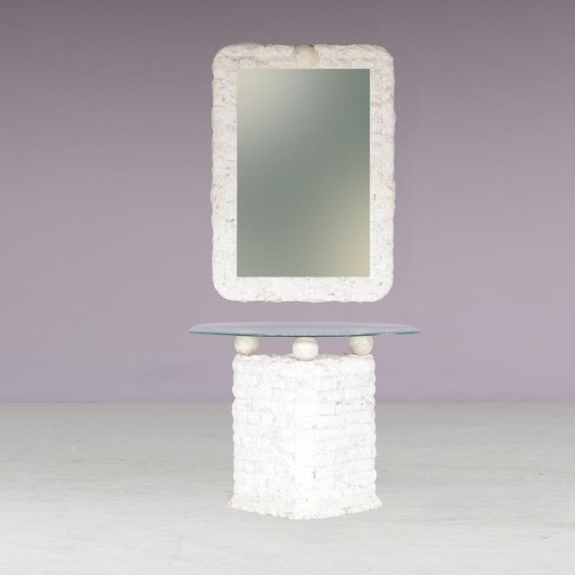 A beautiful console table with matching wall-mounted mirror, manufactured by magnussen ponte in italy in the 1980s. This...