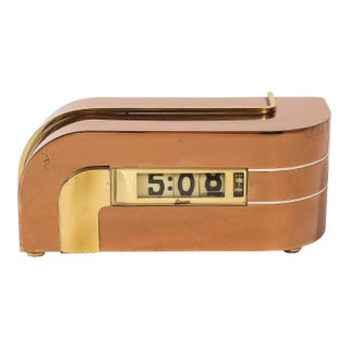 Art Deco Lawson Model P-40 "Zephyr" Streamlined Copper & Brass Electric Clock For Sale