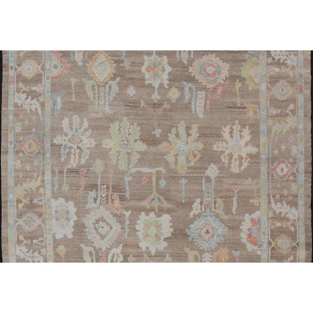 Traditional Keivan Woven Arts Large Oushak Rug Made With Old Wool in Light Brown 13'4 X 17'6 For Sale - Image 3 of 17