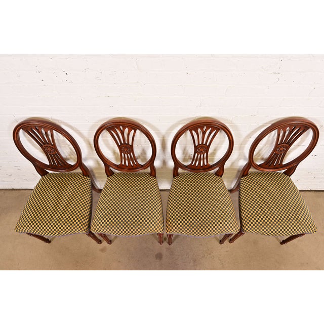 Late 20th Century French Regency Louis XVI Carved Mahogany Dining Chairs by Bevan Funnell, Set of Four For Sale - Image 5 of 14