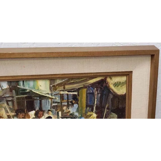 Gerald Merfeld "Street Market, Vietnam" Original Oil Painting C.1980s For Sale - Image 9 of 9