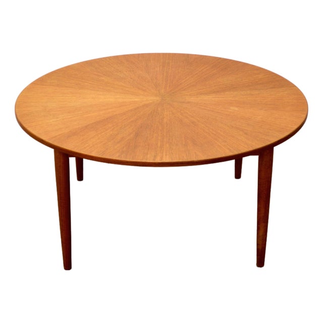 1950s Danish Teak Round Coffee Table For Sale