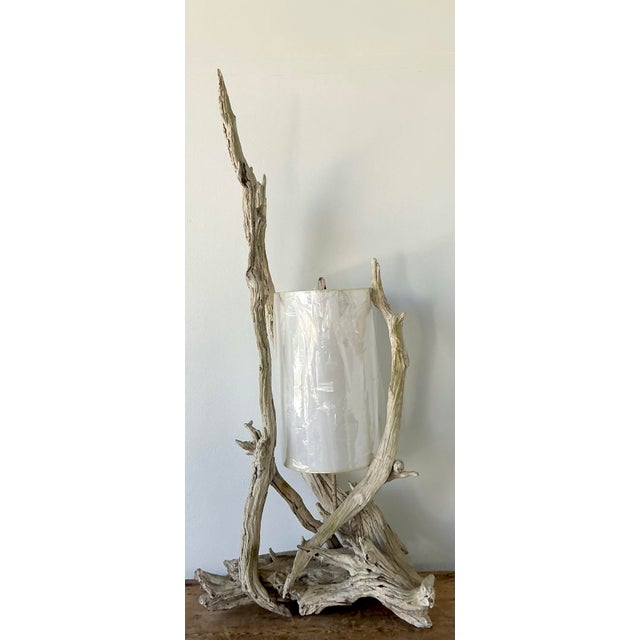 This magnificent vintage floor lamp is a breathtaking celebration of nature's raw artistry. Crafted from monumental pieces...