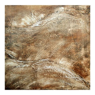 Abstract Earth Tone Textured Square Landscape For Sale