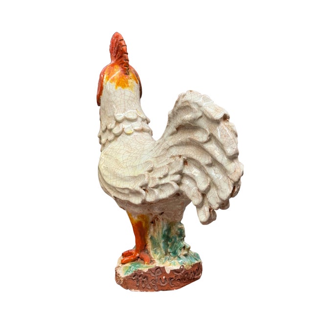 1920s A Rare Art Deco Porcelain Rooster Sculpture by Marjolaine & Luc Lanel For Sale - Image 5 of 6
