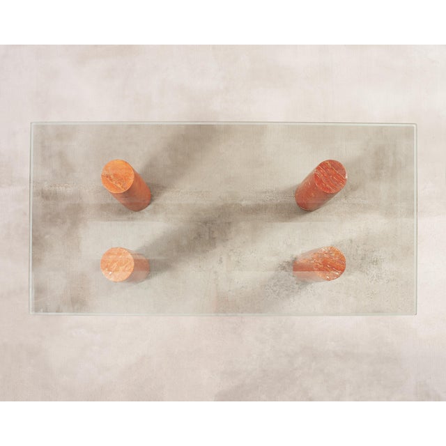 Mario Bellini Mario Bellini Colonnato Persian Red Travertine Glass Dining Table For Sale - Image 4 of 18
