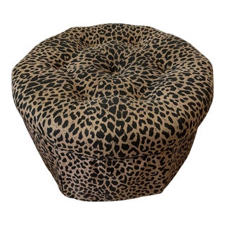 Vintage Crawford Leopard Ottoman For Sale