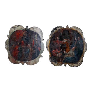 Italian Painted Metal Ecclesiastical One-light Bracket Wall Sconces - a Pair For Sale