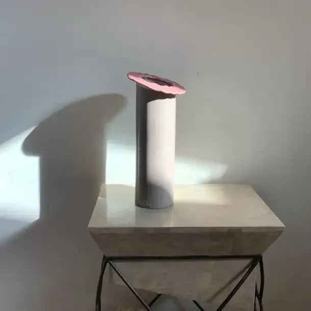 Ceramic Masa Mami Pink Satin Glaze Memphis Style Squiggle Vase For Sale - Image 7 of 11