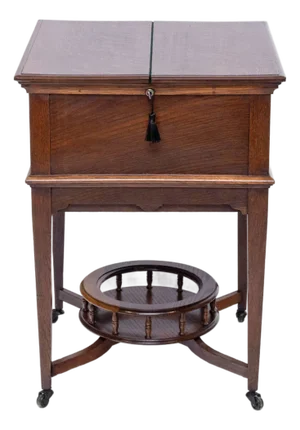 Edwardian Oak Metamorphic Rise and Fall Cocktail Drinks Cabinet, 1890s