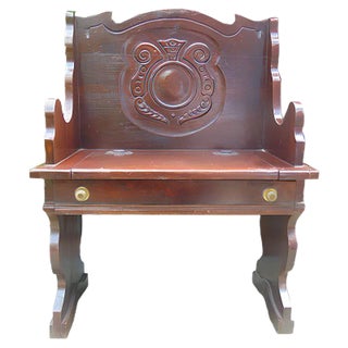 Vintage Art Deco Wooden Bench For Sale