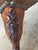 Wood Antique French Louis XV Bench, Hand-Carved Wood & Brown Leather For Sale - Image 7 of 14