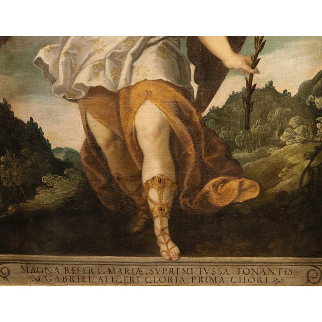 17th Century Bartolomé Román, the Announcing Angel, 1640, Oil on Canvas For Sale - Image 5 of 16