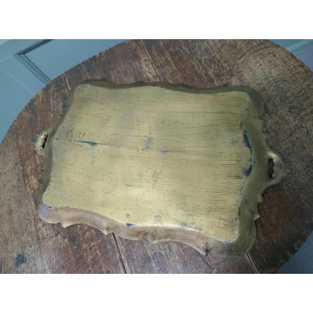 1960s Decorative Carved Gold and Blue Painted Italian Sideboard Tray, 1960 For Sale - Image 5 of 8
