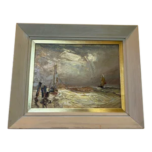 1950s William Brigl Vintage Oil Painting - Seascape, Framed