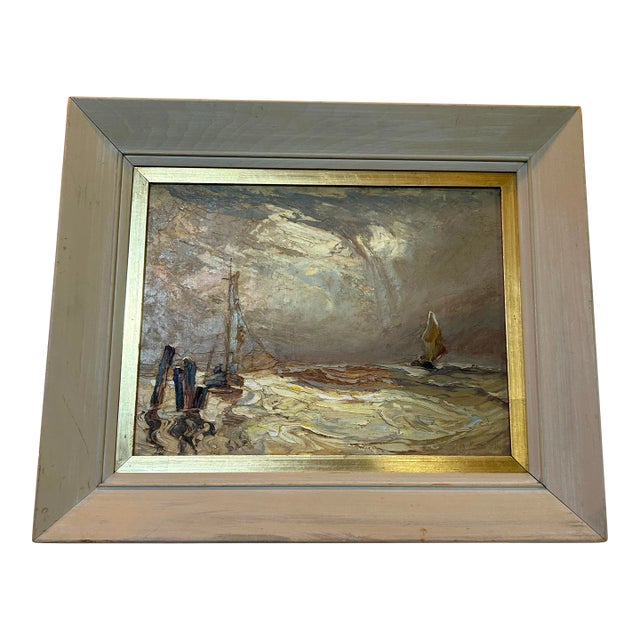 1950s William Brigl Vintage Oil Painting - Seascape, Framed (Brueghel Family Lineage). For Sale