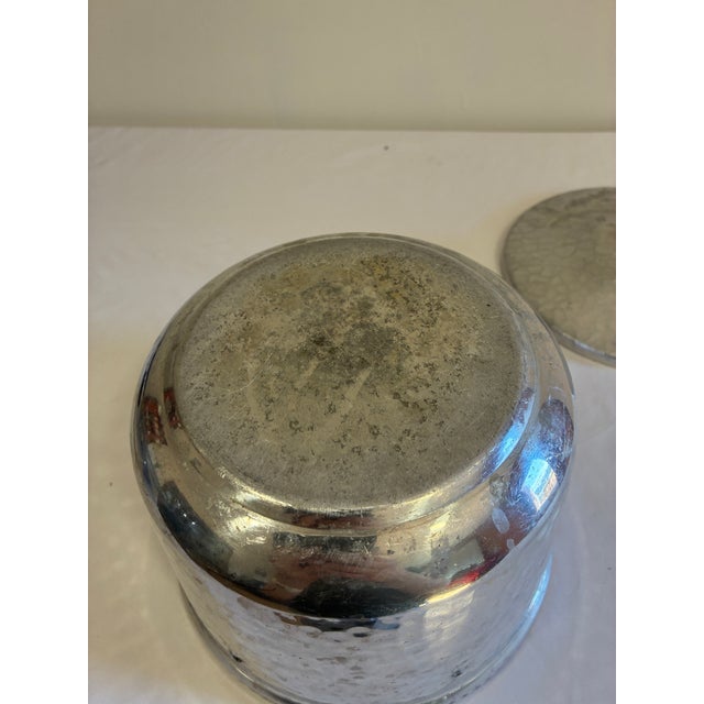 Metal Vintage Hammered Aluminum Lidded Ice Bucket With Floral Details For Sale - Image 7 of 9