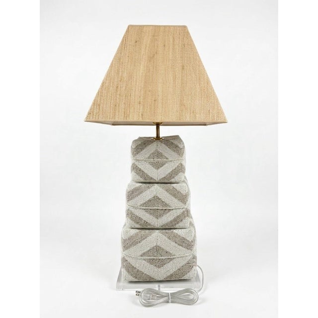 Vintage Bali Beaded Stacked Cube Table Lamp For Sale - Image 4 of 12