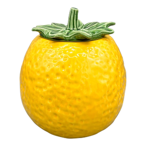Vintage McCoy Lemon Ceramic Jar With Leaf Lid – Mid-Century Kitchen Decor / Whimsical Farmhouse / Country Cottage