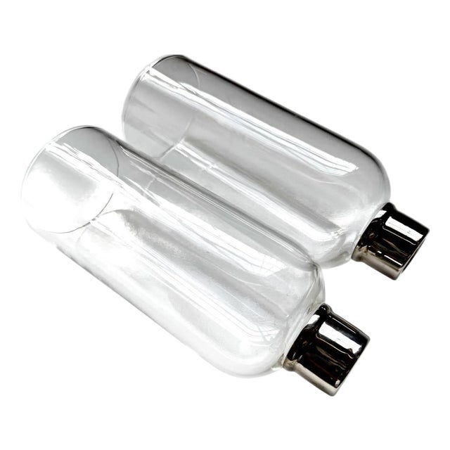 Vintage Baccarat Crystal Hurricane Lamps: Mid-Century Modern Candle Holders, Set of 2 For Sale