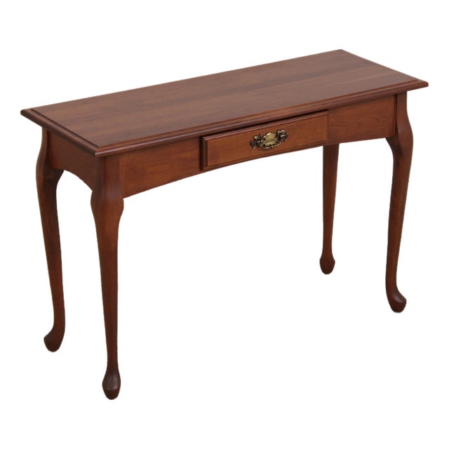 Amish Made Cherry Queen Anne Console Table W. Drawer For Sale