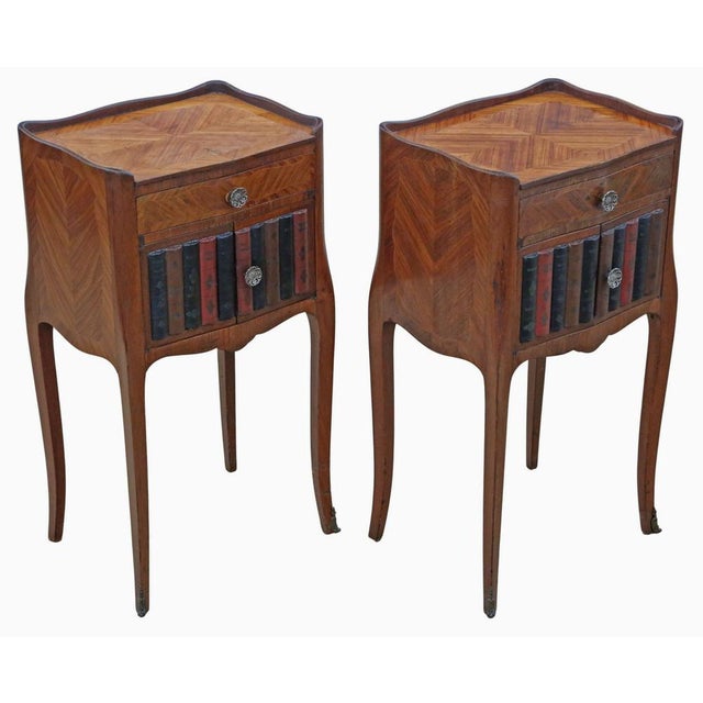Vintage French Parquetry Nightstands, 1930, Set of 2 For Sale - Image 4 of 10