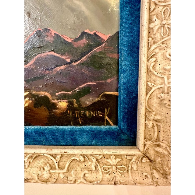 Blue Mid Century Abstract Impressionist Original Oil Painting by Herman Rednick For Sale - Image 8 of 12