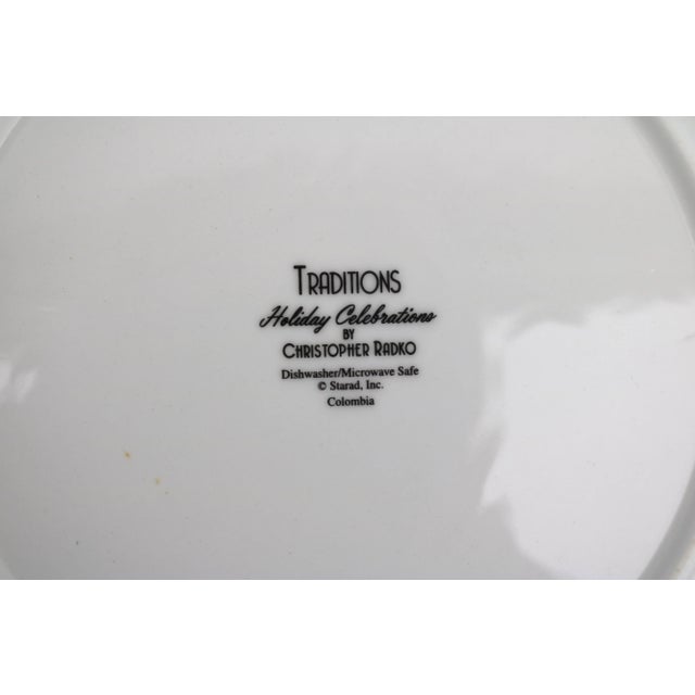Ceramic Christopher Radko Traditions Holiday Celebrations Dinner Plates-Set of 8 For Sale - Image 7 of 9