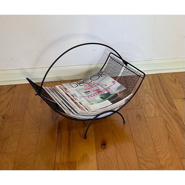 1950s Wrought Iron Magazine Rack Mid Century Modern For Sale - Image 11 of 12