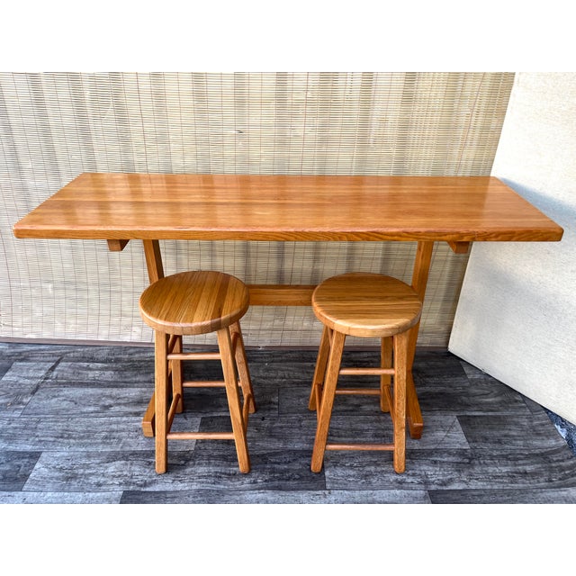 Vintage Three Pieces Solid Wood Kitchen Island / Dining Set by Eastern Butcher Block Country Furniture in the Charlotte...