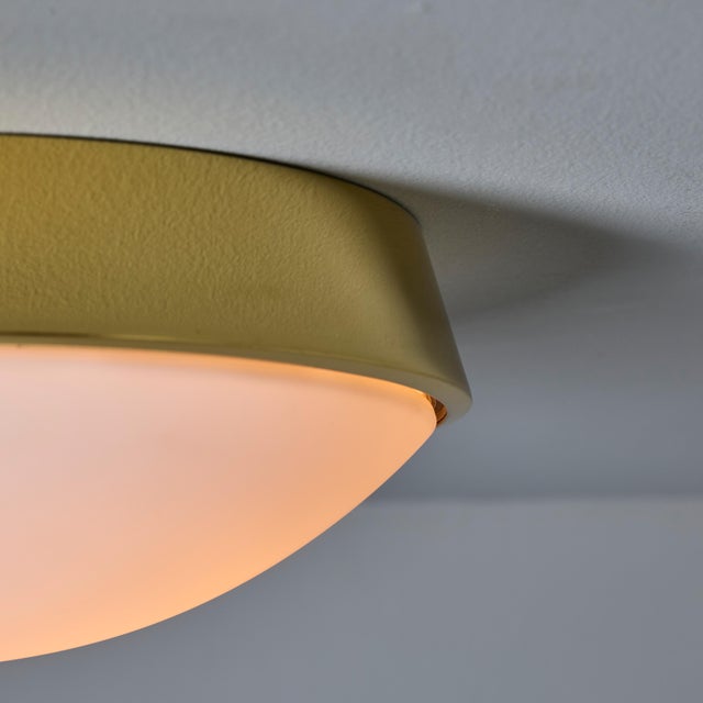 1960s Glashütte Limburg Brass & Opaline Glass Flush Mount in the Manner of Stilnovo For Sale - Image 12 of 12