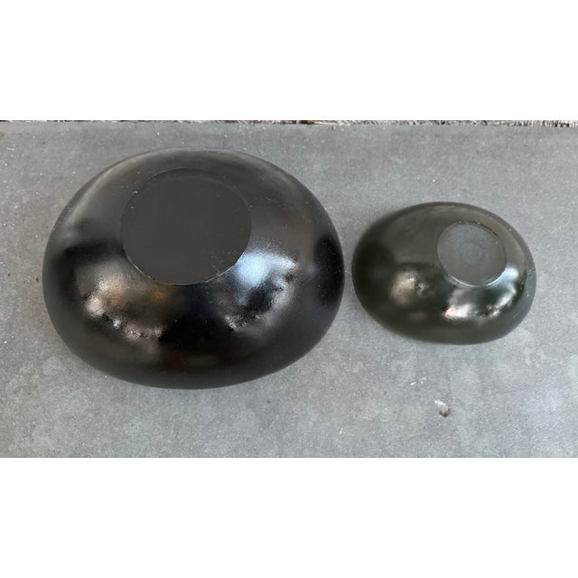 Holmegaard Per Lutken Holmegaard Verona Smoked Gray Amophic Glass Bowls 12” & 7 3/8” Wide Mid Century Modern For Sale - Image 4 of 5