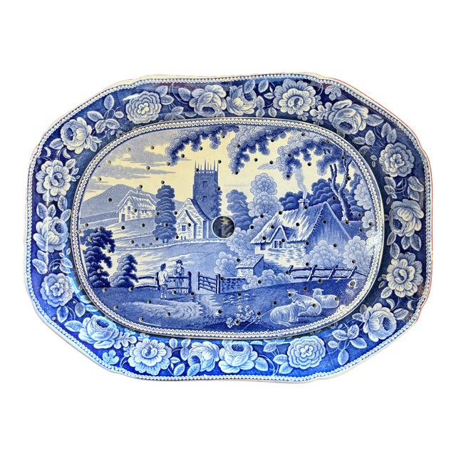 A rare complete pair, this meat drainer insert and its matching under tray/platter are a gorgeous addition to any...