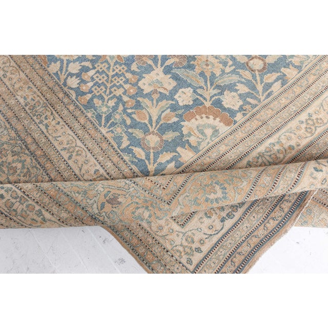 High-quality Vintage Persian Khorassan Green Handmade Wool Rug For Sale In New York - Image 6 of 10