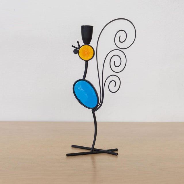 Black 1960s Gunnar Ander Swedish Iron and Glass Candlesticks For Sale - Image 8 of 11