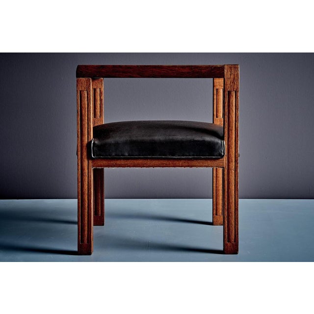 Black Art Deco Armchair in Oak with Upholstered Black Leather, France, 1920s For Sale - Image 8 of 15