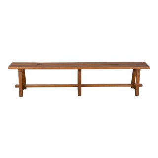 19th Century Country French Farmhouse or Harvest Oak Trestle Bench For Sale