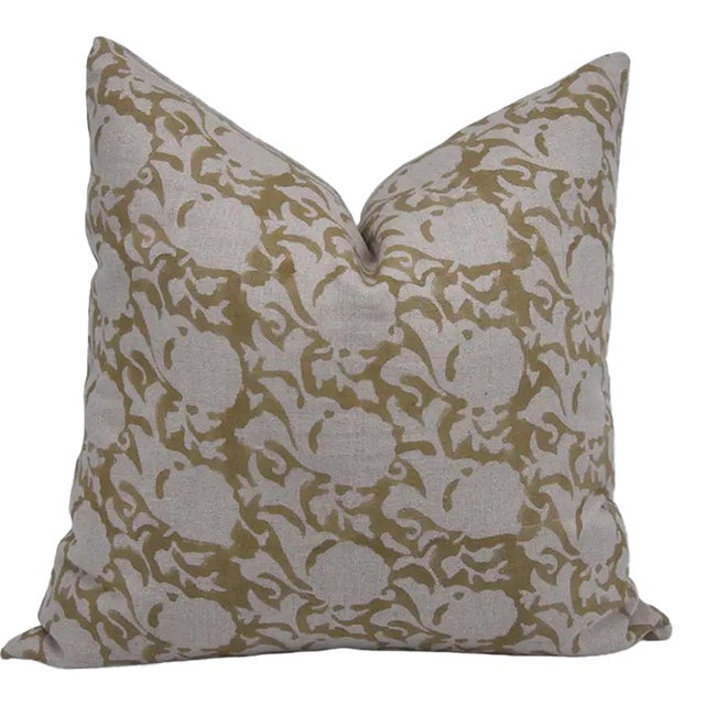 Fabdivine Handcrafted Block Print Cushion Cover 20x20 Inch Pure Linen-Zicron For Sale