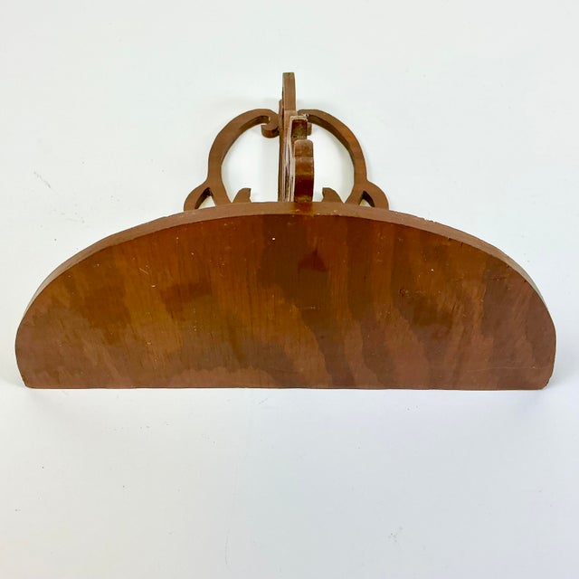 1960s Vintage Americana Boho Chic Folk Art Fret Work Pine Wall Bracket Shelf For Sale - Image 11 of 15