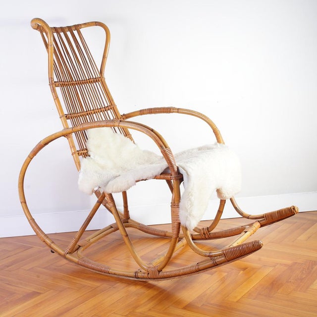 Mid-Century Rocking Chair in Rattan from Uluv, 1960s For Sale - Image 15 of 17