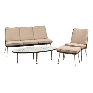Three-Seater Sofa and Lounge Chair with Hocker by Hans Mitzlaff, Set of 3 For Sale