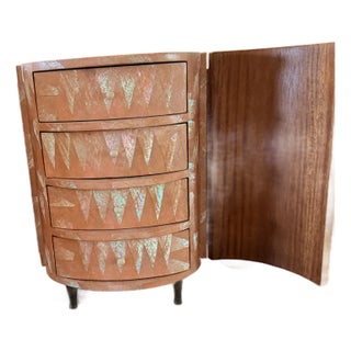 Vintage R&y Augousti Paris Jewelry Cabinet – Mother-of-Pearl Inlay, 4 Drawers For Sale