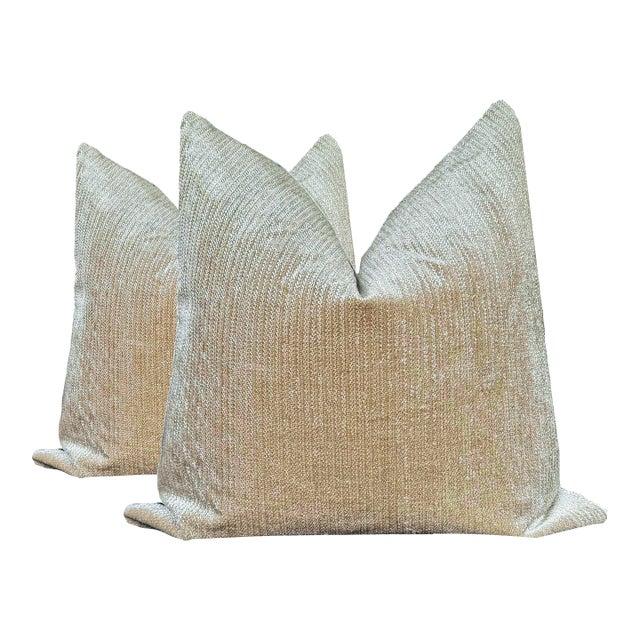 Beacon Hill Sand Velvet Pillows - APair For Sale